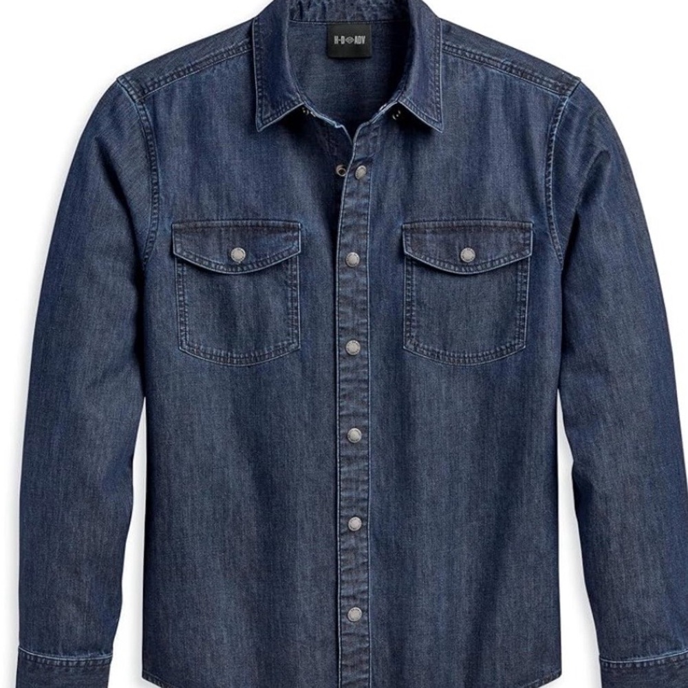 Harley-Davidson Men's Blue Casual Button Down Shirt